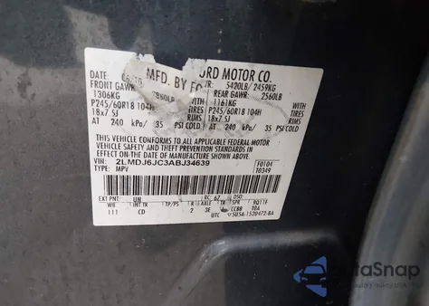 2010 Lincoln Mkx z USA, uszkodzony, nr VIN 2LMDJ6JC3ABJ34639